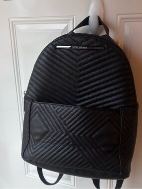 Steve Madden Black Quilted Chevron Backpack